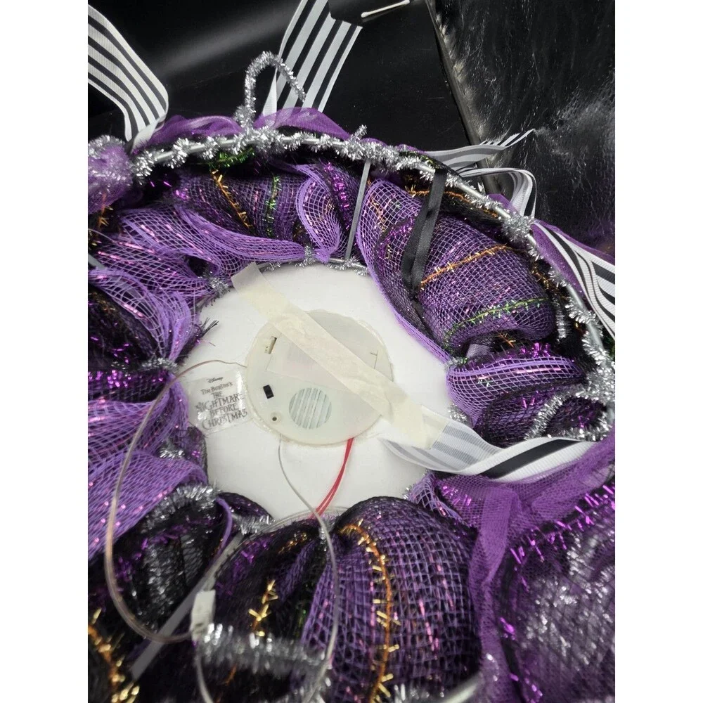 Nightmare Before Christmas Jack Wreath Plays Music & Lights up Works NEW